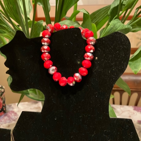 1990s NECKLACE THREE STRANDS AB CRYSTALS WITH PAIRED BRACELET AND EARRINGS - Picture 3 of 16